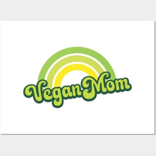 Vegan Mom Retro Rainbow Green Posters and Art